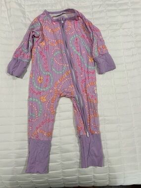 Lavender Floral Zip-Up Baby Footie